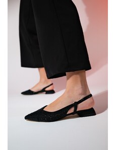 LuviShoes JOKER Black Stone Pointed Toe Women's Sandals
