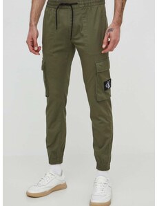 Kalhoty Calvin Klein Jeans pánské, zelená barva, ve střihu cargo