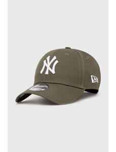 Bavlněná baseballová čepice New Era 9Forty New York Yankees zelená barva, s aplikací, 60435138