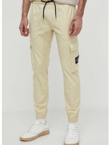 Kalhoty Calvin Klein Jeans pánské, béžová barva, ve střihu cargo