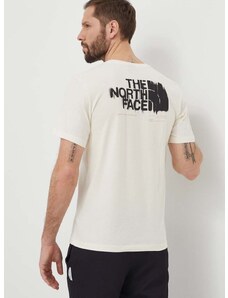 Bavlněné tričko The North Face béžová barva, s potiskem, NF0A87EWQLI1