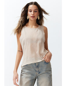 Trendyol Stone Transparent Detailed Thin Knitwear Blouse