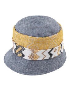 Bucket hat - letní modrý lněný klobouček - Fiebig 1903