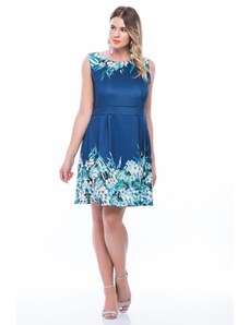 Şans Women's Plus Size Saxon Flower Patterned Dress