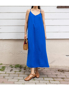 Laluvia Blue Adjustable Rope Strap Casual Dress