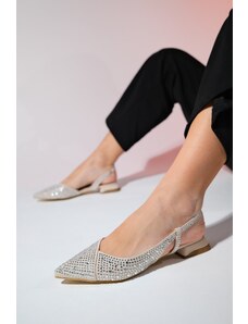 LuviShoes JOKER Beige Stone Pointed Toe Women's Sandals
