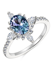 Royal Exklusive Royal Fashion stříbrný pozlacený prsten Alexandrit DGRS0016-WG
