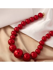 China Jewelry Náhrdelník perličky - červené