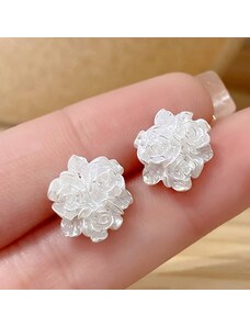 China Jewelry Naušnice růžičky - bílé