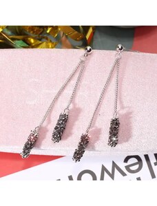 China Jewelry Naušnice dlouhé s válečky černé