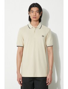 Bavlněné polo tričko Fred Perry Twin Tipped Shirt béžová barva, M3600.U87