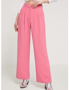 Kalhoty Abercrombie & Fitch dámské, růžová barva, jednoduché, high waist