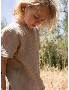 Dětská bavlněná košile Konges Sløjd béžová barva
