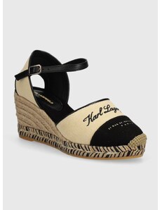 Espadrilky Karl Lagerfeld KAMINI MID dámské, béžová barva, na klínku, KL32203