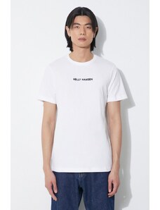 Bavlněné tričko Helly Hansen bílá barva, s aplikací