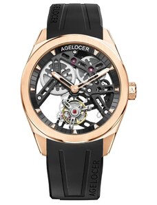 Agelocer Watches Zlaté pánské hodinky Agelocer s gumovým páskem Tourbillon Sport Series 42MM