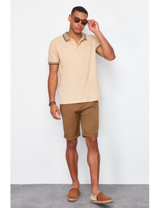 Trendyol Beige Slim/Narrow Cut 100% Cotton Polo Neck T-shirt