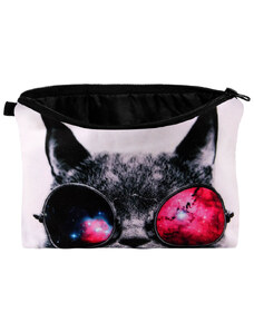 Kosmetická taška s kočkou v brýlích