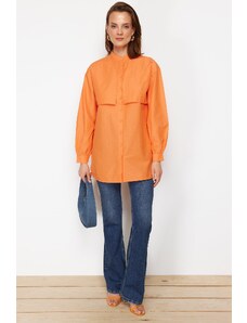 Trendyol Orange Cotton Woven Shirt