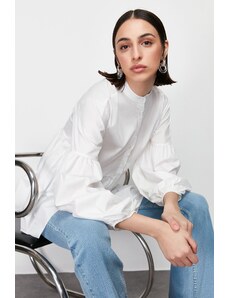 Trendyol Ecru Skirt Layer Cotton Woven Shirt