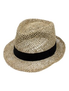 Fiebig Slaměný klobouk z mořské trávy s černou stuhou - Trilby