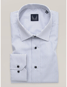 Willsoor Pánská bílá klasická košile s modrými čtverečky 16700
