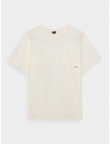 4F Hladké tričko oversize - krémové