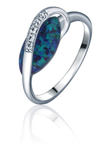 JVD Dámský stříbrný prsten s modrým opálem SVLR0040SH8O354