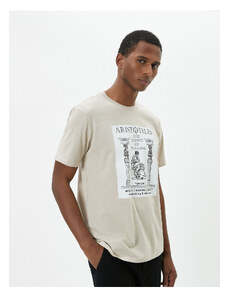 Koton Slogan Printed T-Shirt Slim Fit Crew Neck Short Sleeve Cotton