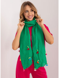 Fashionhunters Zelený dlouhý dámský šátek s aplikacemi