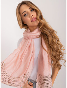 Fashionhunters Světle růžový dlouhý dámský šátek s aplikací