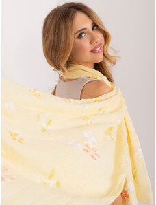 Fashionhunters Světle žlutý dámský šátek s výšivkou