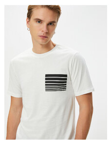 Koton Stripe Printed T-Shirt Crew Neck Slim Fit Short Sleeve Cotton