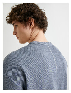 Koton Oversize T-Shirt Textured Crew Neck Label Detail Short Sleeve