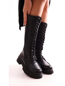 Shoeberry Women's Lasula Black Boots Boots, Black Skin.