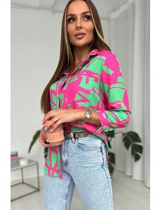 BS Košile/halenka s růžovo - zelenými vzory