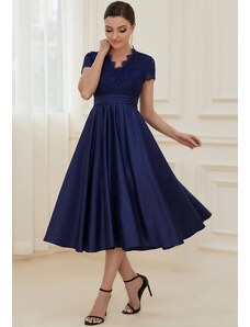 Modré párty společenské šaty s krajkou a kapsami Ever Pretty 40400