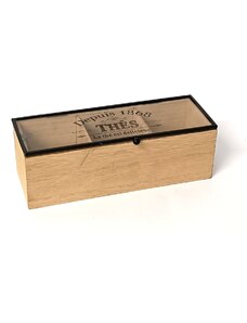 Dřevěná krabička na čaj se třemi přihrádkami - THÉS