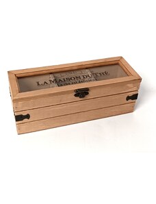 Dřevěná krabička na čaj se třemi přihrádkami - PARIS