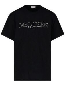 ALEXANDER MCQUEEN Embroidered Logo Black tričko