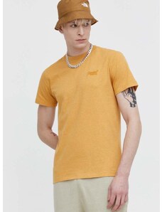 Bavlněné tričko Superdry žlutá barva