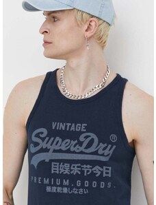 Bavlněný top Superdry tmavomodrá barva