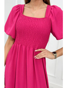 K-Fashion Šaty s volánkovým výstřihem fuchsiové barvy