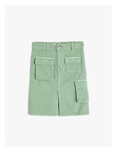 Koton Cargo Denim Skirt with Flap Pocket Detail Cotton
