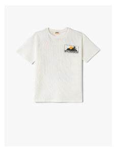 Koton T-Shirt Back Printed Short Sleeve Textured Crew Neck Cotton