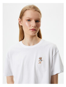 Koton Short Sleeve T-Shirt Crew Neck Embroidered Cotton