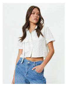 Koton Buttoned Short Sleeve Crop Shirt Cargo Pocket