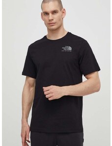 Bavlněné tričko The North Face černá barva, s potiskem, NF0A87EWJK31