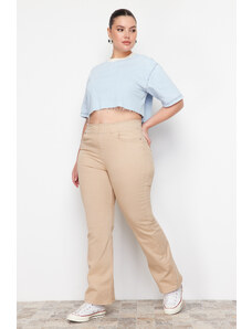 Trendyol Curve Béžové rozšířené džíny s elastickým pasem