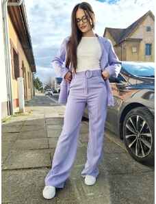 ITALSKÁ MÓDA Světle fialové elegantní kalhoty NELLY s páskem